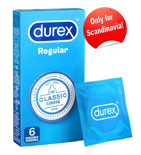 durex regular 6 szt. - prezerwatywy klasyczne, nawilżane, lateksowe na Arena.pl