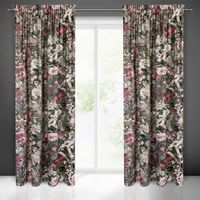 Zasłona gotowa na taśmie GLORY 140x270 zielona różowa w kwiaty