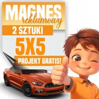 Profesjonalny Magnes 5x5 cm na Samochód - Twoja Reklama LOGO - 2 sztuki