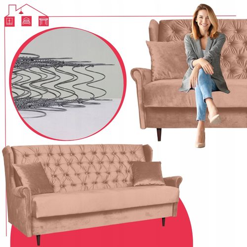 Zestaw wypoczynkowy do salonu sofa 2 fotele BLADORÓŻOWY Gaja Family Meble na Arena.pl