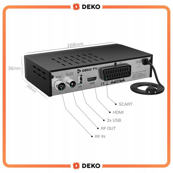 Tuner Dekoder TV Naziemnej DVBT2 DVBT 2 DVB T2 HEVC DEKO PRO2 + Antena zdjęcie 11