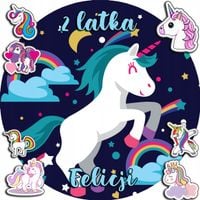 OPŁATEK NA TORT 30CM - JEDNOROŻEC UNICORN + IMIĘ + GRATIS! 24CM 26CM