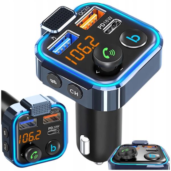 Transmiter Bluetooth do Samochodu Zestaw Głośnomówiący MP3 Ładowarka FM zdjęcie 1
