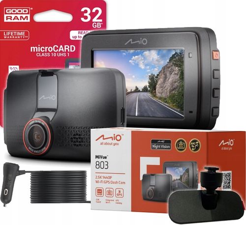 Wideorejestrator MIO MiVue 803 1440p 2,5K 140° Wi-fi GPS + karta 32GB na Arena.pl