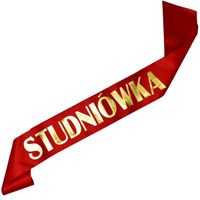 Studniówka - czerwona szarfa ze złotym napisem