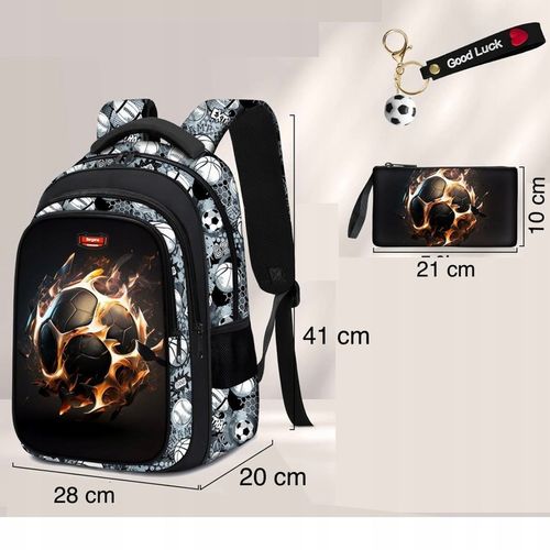 PLECAK SZKOLNY DLA CHŁOPCA PIŁKA NOŻNA TORNISTER MŁODZIEŻOWY + PIÓRNIK USB na Arena.pl