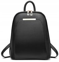 Plecak Damski Plecaczek do Szkoły Pracy Elegancki Eko Skóra Czarny Prezent