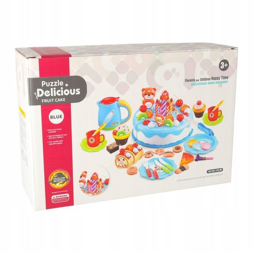 Tort Urodzinowy Misio Do Krojenia Dla Dzieci Z Akcesoriami 80 El. Niebieski na Arena.pl