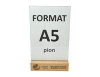 stojak na menu ulotkę plexi + drewniana podstawka z grawerem A5 10 szt