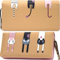 Duży Portfel Damski Skóra Ekologiczna Zamek Uroczy Prezent Rozkładany