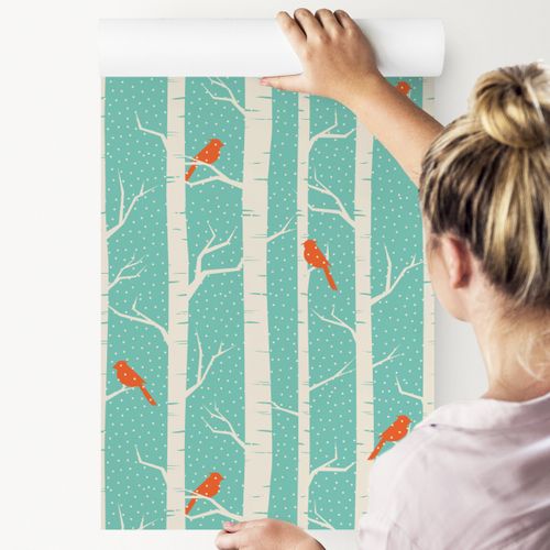 Tapeta Brzozy i Ptaki Zimą na Arena.pl