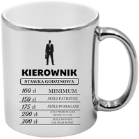 KUBEK SREBRNY PREMIUM DLA KIEROWNIKA CENNIK GODZINOWY ŚMIESZNY PREZENT