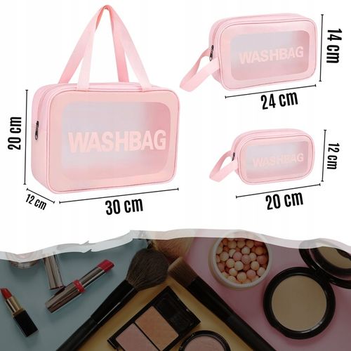 3x KOSMETYCZKA ZESTAW PODRÓŻNA TURYSTYCZNA PZEZROCZYSTA NA ZAMEK na Arena.pl