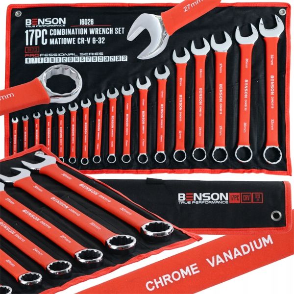 ZESTAW KOMPLET KLUCZEY PŁASKICH W GUMIE 6-32MM 17EL MATA BENSON BY BLACK zdjęcie 1