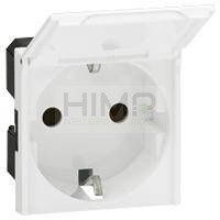 MOSAIC - Gniazdo 2P+Z SCHUKO 16 A - 250 V~ antybakteryjne z klapką - zaciski automatyczne - 2 modułowy - Biały Legrand 077219 zdjęcie 1