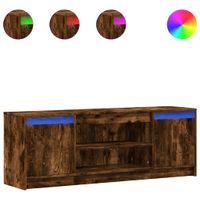 Szafka pod TV z LED, przydymiony dąb, 139,5x34x50 cm