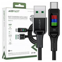 kabel acefast c7-04 usb-a usb-c 60w 1.2m z wyświetlaczem - czarny
