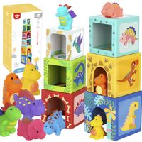 DREWNIANE KLOCKI SORTER UKŁADANKA EDUKACYJNA MONTESSORI 6 FIGUREK TOOKY TOY