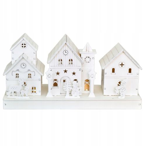 Drewniane białe domki z oświetleniem LED 14x28 cm na Arena.pl