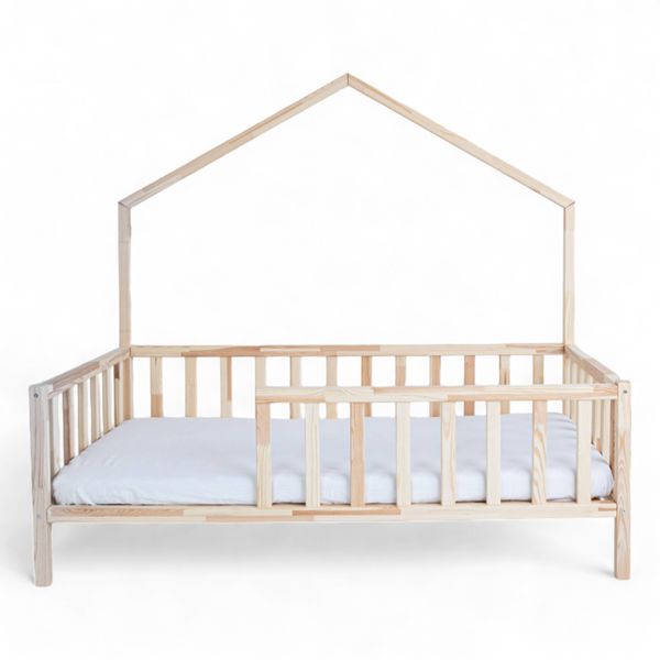 ŁÓŻKO DOMEK HANA 180x90 ŁÓŻKO DZIECIĘCE DREWNIANE BARIERKA + STELAŻ SOSNA