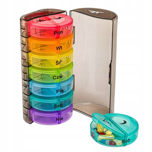 Kasetka pudełko pojemnik tygodniowy na leki Rea Tape cylinder czarny na Arena.pl