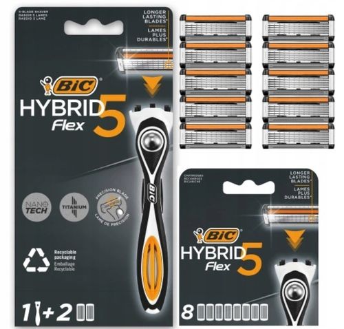 BIC HYBRID 5 FLEX MASZYNKA DO GOLENIA GOLARKA + 10 WKŁADÓW ZESTAW 1+2+8 na Arena.pl
