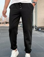 CZARNE SPODNIE DRESOWE JOGGERY KLASYCZNE GŁADKIE GUZIKI SHEIN S