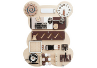 Tablica Manipulacyjna Sensoryczna Miś Drewniana 14 El