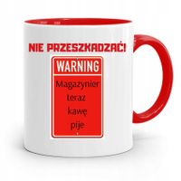 Kubek Czerwony Dla Magazyniera Teraz Kawę Pije Z Nadrukiem Ze Zdjęciem