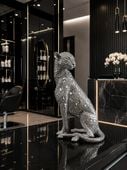 Figura srebrny Gepard/ Puma/ Lampart / Glamour 36x21x14 z kryształkami