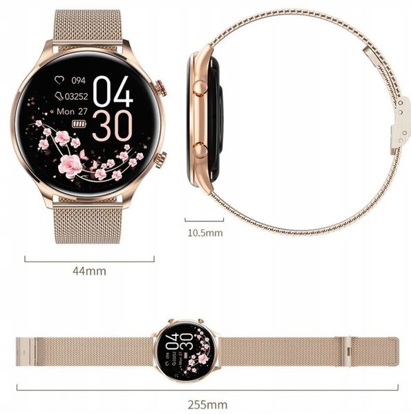 SMARTWATCH DAMSKI Zegarek ROZMOWY CIŚNIENIE POLSKIE MENU 2 paski +SŁUCHAWKI zdjęcie 4