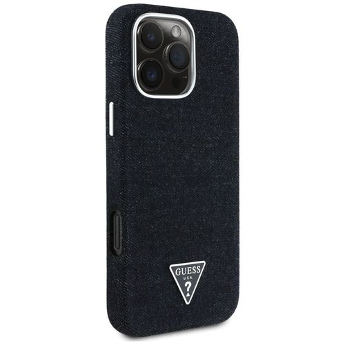 Etui Guess Denim Triangle Logo MagSafe do iPhone 16 Pro czarny na Arena.pl