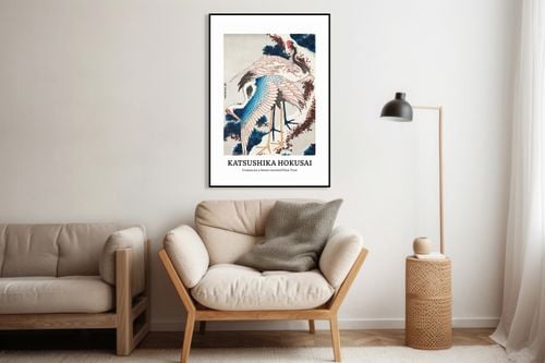 Plakat 60x80cm Design Cranes on a Snow, Hokusai Vintage do Salonu na Arena.pl