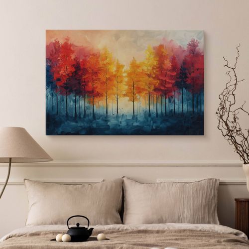 Obraz Na Płótnie Do Salonu Jesienny Las Akwarela Abstrakcja 100cm x 70cm na Arena.pl