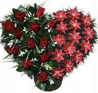 STROIK SERCE RÓŻE KOMPOZYCJA NA CMENTARZ KWIATY SZTUCZNE GRÓB BUKIET