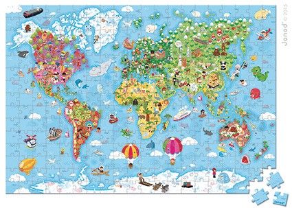Puzzle w walizce Mapa Świata 300 elementów, Janod na Arena.pl