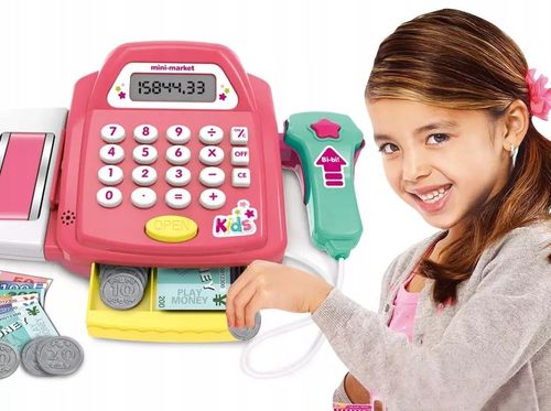 KASA SKLEPOWA FISKALNA SKANER DŹWIĘK KALKULATOR MONETY PIENIĄDZE AKCESORIA na Arena.pl