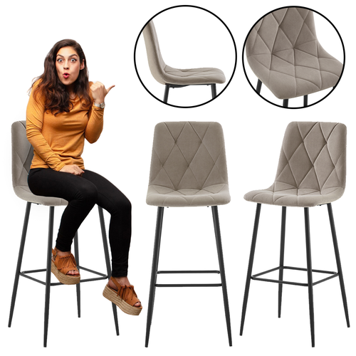 Hoker tapicerowany Nova2 H111 krzesło barowe taupe loft na Arena.pl