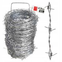 Drut kolczasty dwużyłowy 50mb stalowy ocynkowany kolcowy fi 1,5mm rolka