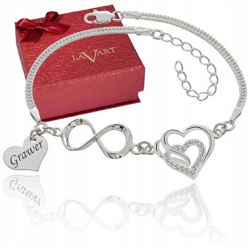 Bransoletka srebrna damska Serce Nieskończoność na Arena.pl