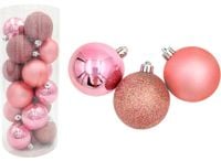 BOMBKI CHOINKOWE RÓŻOWE ZAWIESZKI NA CHOINKĘ DUŻY ZESTAW BOMBEK 18 szt
