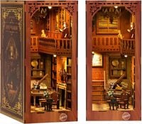 PUZZLE 3D PODPÓRKA DO KSIĄŻEK LED DIY MINIATUROWY DOMEK DREWNIANY BV02-003