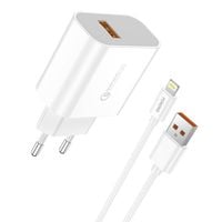 ładowarka sieciowa foneng eu46 18w, 1x usb, qc 3.0 + kabel usb lightning