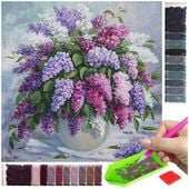 Haft diamentowy diamond painting mozaika dla dzieci 5d kwiat bukiet wazon