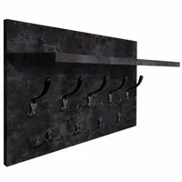 WIESZAK ŚCIENNY PANELOWY Z PÓŁKĄ LOFTOWY MOCNE HAKI 65X40CM BETON CIEMNY