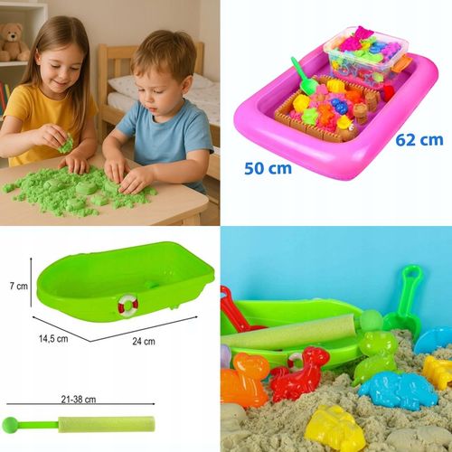 DUZY ZESTAW XXL PIASEK KINETYCZNY 5 KG BASEN ŁOPATKA PIASKOWNICA STATEK na Arena.pl