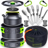 NACZYNIA TURYSTYCZNE ZESTAW GARNKÓW SZTUĆCE POD NAMIOT BIWAK CZAJNIK XXL