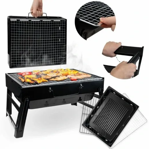 GRILL TURYSTYCZNY PRZENOŚNY SKŁADANY WALIZKA Kempingowy Prostokatny zdjęcie 7