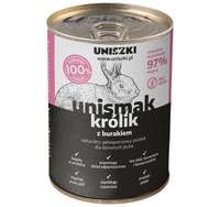 UNISZKI KRÓLIK z Burakiem 97% mięsa mokra karma psa Unismak puszka 400g