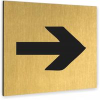 Tabliczka STRZAŁKA W PRAWO Tablica nierdzewna PIKTOGRAM ALUMINIUM ZŁOTA